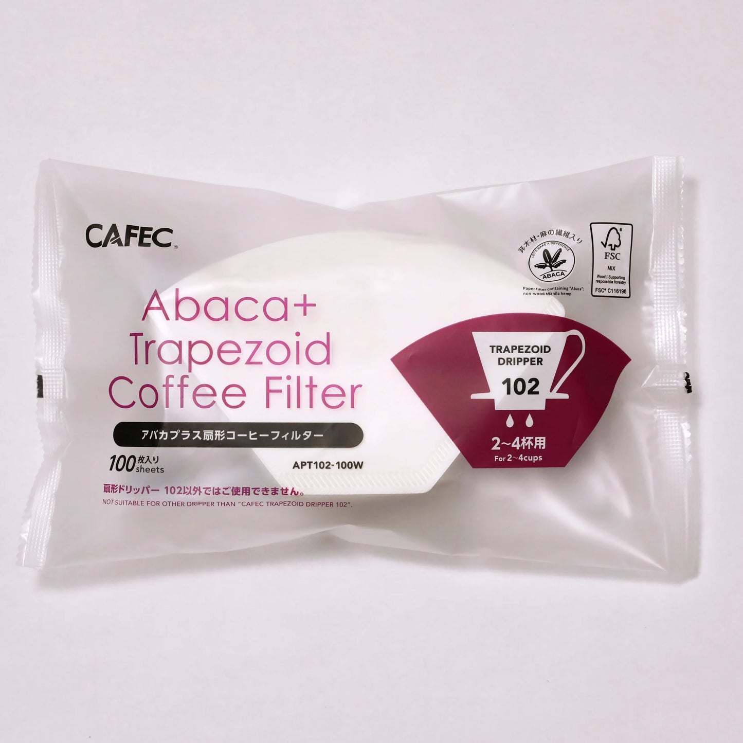 アバカプラス扇形コーヒーフィルター（２〜４杯用）　100枚入　SA-COC-004016